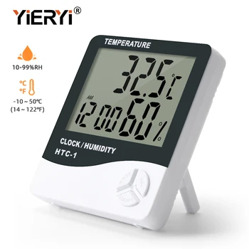 Yieryi Digital de Temperatura Medidor de Umidade com Sensor de HTC-1 Indoor & Outdoor Duplo Display de Temperatura do Termômetro e Higrômetro