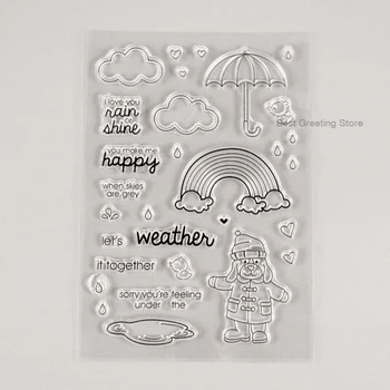 Dia chuvoso selos crianças de artesanato cartão de fazer diário planejador diário de carimbos