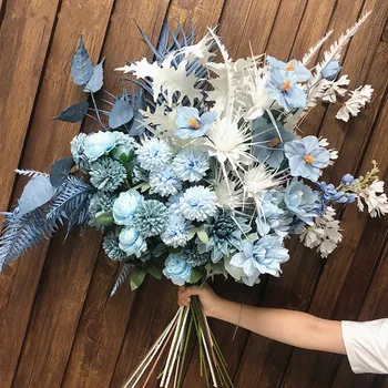 Artificial Nevoeiro azul de Noiva de seda Flor de Plástico DIY Arranjo de Flores Cor de Simulação de Flor de Christma casa Casa Deco Acessor