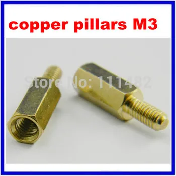 100PCS 6+6 de cobre pilares M3 6 mm de altura, montagem de placa de circuito posts