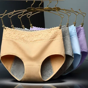 Período de Resumos de Mulheres de Lingerie Aconchegante Lace Sexy Calcinha para Menstruação, Algodão Menstrual Calcinha Meados de Cintura Culotte Mulheres Cueca