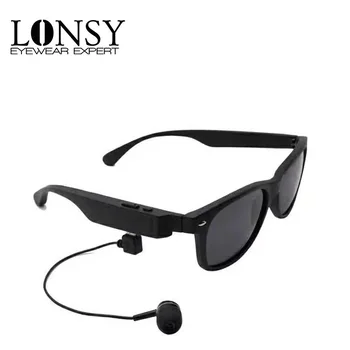 LONSY Moda Esporte Bluetooth Óculos de sol Osso Condução de Fone de ouvido Óculos Com 5Pcs Pagnet Lente Polarizada