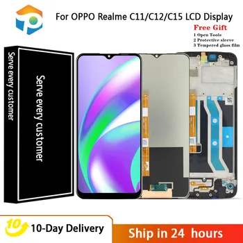 Original Para OPPO Realme C11 C12 Display LCD Touch Screen Digitalizador Assembly Para Realme C15 RMX2180 RMX2185 RMX2189 Com Moldura