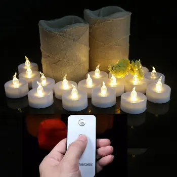 Pack de 12 de Branco Flameless Velas LED Com Controle,Pilhas Falso Pequeno Tealight Plástico Luz de velas Para o Aniversário de