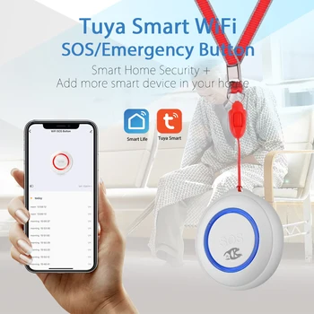 TUYA wi-Fi sem Fio SOS Botão de Emergência, Alarme de Assaltante da Casa de Alarme Sensor de Botão de Pânico