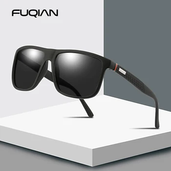 FUQIAN de Luxo Homens Óculos de sol Polarizados do Design de Moda Quadrado de Plástico Óculos de Sol de Condução Óculos de sol UV400 Oculos