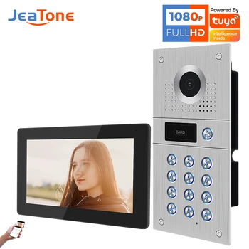 Jeatone 170° Intercomunicador Com Câmera, Porta de Entrada de Código de Portão, Interfone, Sistema de 1080P Para Apartamento hebraico Aço Inoxidável Painel de Chamada
