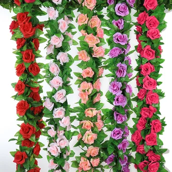 2Pcs Artificial Rosa Flor de Linha Pequeno Canto Flores Simulação de Seda Falso Flores do Casamento de DIY, Decoração de Casa de Garland, com Decoração de Flores