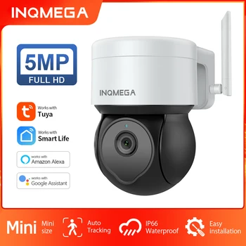 INQMEGA 5MP Tuya ao ar livre Câmera PTZ Ai Humanos Detectar 1080P Câmera do CCTV da Segurança de Adicionar inicial do Google E Alexa Câmera IP Wifi