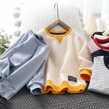 Meninos camisola de algodão 2020 a primavera e o outono novo estilo para crianças pulôver listrado T-shirt P767