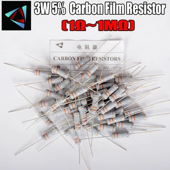 20pcs 3W Resistor de Filme de Carbono de 5% 1R ~ 1M 1R 4.7 R 10R 22R 33R 47R 1K 4.7 K 10K 100K 10 22 33 47 4K7 ohms Resistor Metal filme de óxido