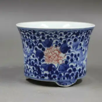 Chinês Azul e a Branca da Porcelana Flor Vermelha & Dragon Padrão de Plantas Suculentas Mini Vaso de flores Pote Casa Ornamentos