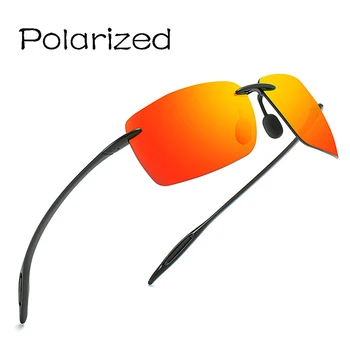 TR90 Óculos de sol Polarizados Praça sem aro Polaroid óculos de Sol de Marca Designer Gafas Homens Oval Óculos de Sol Óculos de sol para Homens Mulheres