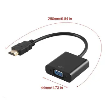 Compatível com HDMI Macho Para VGA RGB Fêmea compatível com HDMI Para VGA Conversor de Vídeo, Placa de 1080P Para PC Preto Macho-Fêmea Adaptador