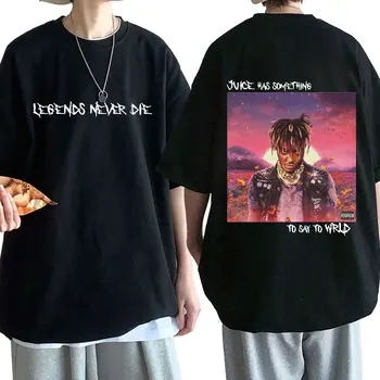 O Rapper Juice Wrld Lendas Nunca Morrem T-shirt Suco Tem Algo A Dizer Para Wrld T-Shirts Hip Hop Cantor Gráficos de Impressão de T-Shirt