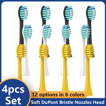 4pcs de Substituição para Apiyoo A7/P7/Y8/Pikachu SVP/MOLE Escova Cabeças de Dente Elétricas DuPont Macio Cabeças de Escova Inteligente Limpar a Cabeça