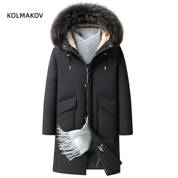 2022 longo inverno estilo masculinos de alta qualidade Branco Pato casaco quente Jaquetas casuais engrossar Casaco de inverno tamanho M-3XL
