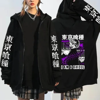 Tóquio Ghoul Kaneki Ken Augen Japão Anime De Impressão Zip Hoodie Perder Hip Hop Zip Casaco De Punk Streetwear Harajuku Frauen Capuz