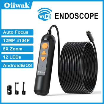 Oiiwak Mini Câmera Endoscópio 12MP focagem automática wi-Fi Endoscópio 14MM Lente de Zoom de 5X Endoscópio para Android IOS Iphone Câmara de Vídeo
