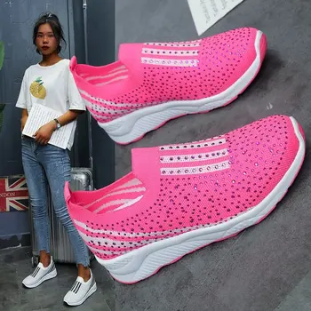 A Nova Moda Plataforma Sapatos de Desporto para as Mulheres 2022 Verão Casual Strass Confortável, Respirável, Exterior Sapatilhas