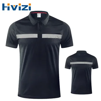 Preto Reflexiva T-shirt Hi-Vis de Segurança do Trabalho a Camisa de Polo de Construção de Camisas para Homens com Lapela de Proteção solar