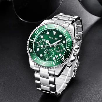 BENYAR Homens Relógio de Luxo da Liga de Desporto Cronógrafo as melhores marcas de Moda Quartzo Relógio de 30M Impermeável Relógio Relógio Masculino