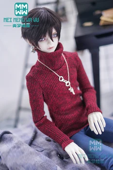 BJD boneca roupas para 65-80cm BJD tio de moda de alta neck sweater vermelho vinho, preto