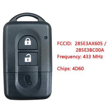 CN027023 Reposição Remoto Chave do Carro 433 MHz Transponder 4D60 Chip Parte Não 285E3AX605 / 285E3BC00A sem Logotipo