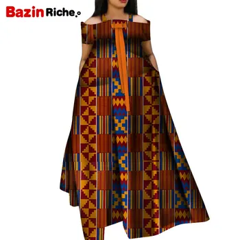 Verão Africano Vestidos para Mulheres de 2022, a mais nova Moda Veste um Vestido Longo de Impressão Bazin Vestidos Dashiki Festa de Roupas WY5271