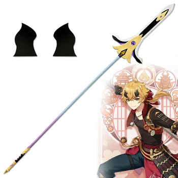 Genshin Impacto Anime Cosplay Thoma Arma Kitain Cruz Lança Chifre Ornamentos Arnês Armas De Madeira Cosplay Acessórios