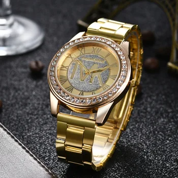 Rose Relógio De Ouro De Moda As Mulheres Relógios De Correia De Aço Diamante Relógio De Prata Casual Simples De Quartzo Relógios De Pulso Presente Senhoras Montre Femme