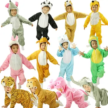 Crianças De Animais Com Chapéu De Cosplay Fantasia De Dinossauro Tigre, Elefante Férias Animais De Macacão Para Menino Vestido De Menina