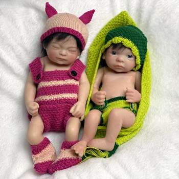 25cm de Corpo Inteiro Silicone Sólido Bebe Reborn Boneca Artesanal Pintado Realistas Reborn Baby Doll De Muñecas Silicona Renascida boneca.