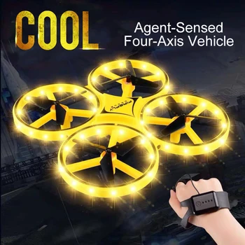 Quadcopter Indução Drone Smart Watch Sensoriamento Remoto Gesto de Aeronaves UFO Controle de Mão de Drones Altitude Mantenha Crianças Smartwatch