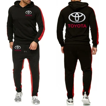Homens Toyota Logotipo Sportswear Moletom com Capuz + Calça do Algodão dos Homens Casual Personalizado Pulôver de Conjunto de Homens e Mulheres de Roupas