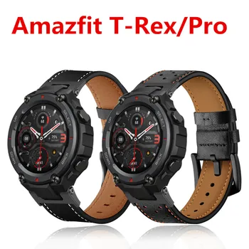 Pulseira de Couro genuíno Para Amazfit TREX T Rex Pro Smart Watch Banda Substituir Correias Para a Xiaomi Huami Amazfit T-Rex Correa Pulseiras