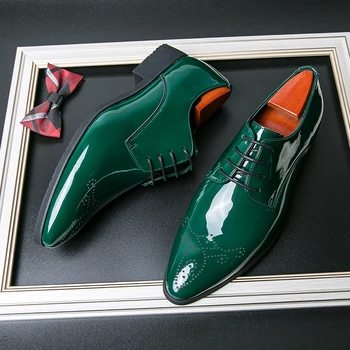 A chegada dos novos Verde Oxfords para Homens Pu Rodada Toe cadarço Sólido Festa Mens Sapatos para Homens com Frete Grátis Tamanho 38-48