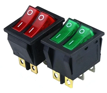KCD2 Duplo Barco Interruptor Basculante 6 Pin On-Off Com o Verde Luz Vermelha 20A 125VAC