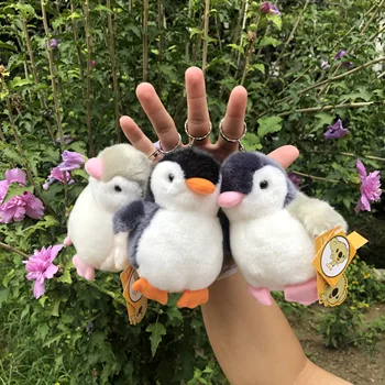 12cm de Pelúcia Voz penguin Chaveiros Anel de Boneca Chave de Capa Pingente Pluff Infantil Wind Chime Lindo Bebê Carrinho de Bebê Brinquedos Macios Criança