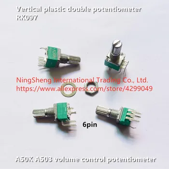 Novo Original 100% de importação RK097 vertical de plástico dobro do potenciômetro de 6pin volume potenciômetro de controle de A50K A503 (MUDAR)
