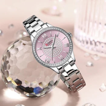 Top de marcas de Luxo CURREN de Moda das Mulheres Relógio com Diamantes Casual Elegante de Senhoras Quartzo relógio de Pulso Luminoso Impermeável Relógio