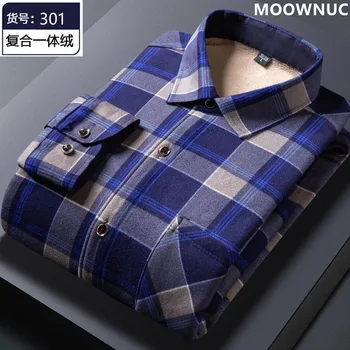 2022 Outono e Inverno dos Homens Novos Clássico da Moda Casual Plaid Shirts de Manga comprida Homens Engrossado Quente de Alta Qualidade Camisas M-5XL