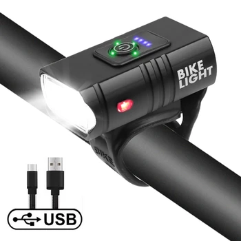 T6 LED Luz de Bicicleta Dianteira da Bicicleta Lâmpada de 10W 6 Modos de USB Recarregável MTB Frente a Lâmpada Recarregável do Poder Exibir Equipamento de Ciclismo