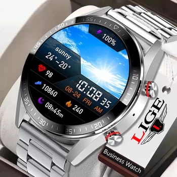 LIGE 2022 Novo 454*454 Tela Smart Watch Sempre Tempo de Exibição de Chamada Bluetooth TWS Fones de ouvido de Música Local Smartwatch Para iOS Android