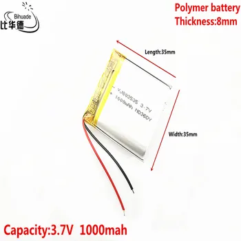 3,7 V,1000mAH 803535 de Polímero de lítio ion / Li-íon da bateria para o pc da tabuleta do BANCO,GPS,mp3,mp4