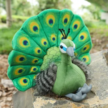 25*30 cm de Novos Estilos de desenhos animados Simulação Pavão Brinquedos de Pelúcia, Exibindo a Cauda Realistas de Animais Brilhante Pássaro Colorido Boneca Casa Decro