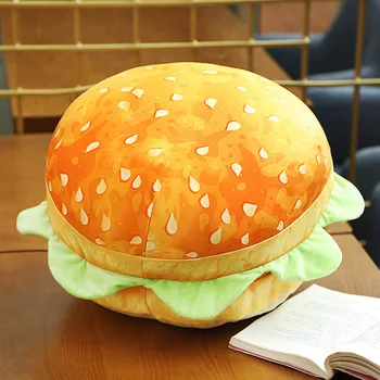 3D de Pelúcia Hambúrguer de Almofadas Criativas Almofada de Assento de Carro Almofada Macia Cheia de Encosto Brinquedo de Aniversário Engraçado Simulado Lanche de Pão de Forma