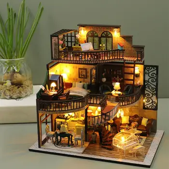 3D de Casa de Boneca Kit Miniatura DIY Decorativos para Artesanato Amantes Crianças Meninas