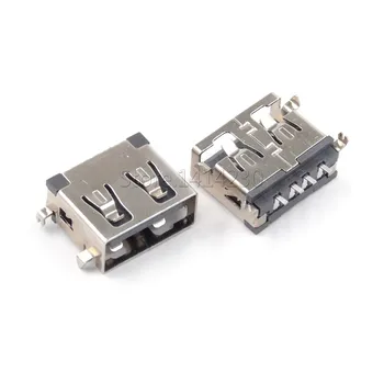 10PCS Conector USB Tipo A Fêmea AF10.0 4pin Afundamento da Placa USB-A Fêmea SMT Preto