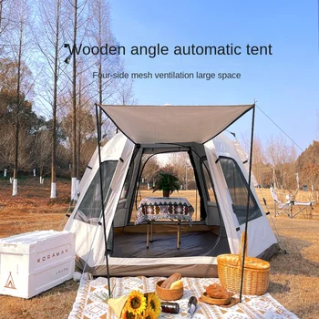 Exterior Da Tenda Hexagonal Acampamento Grande Espaço À Prova De Chuva Acampamento Passeio Automática Do Equipamento Portátil Tendas Dossel